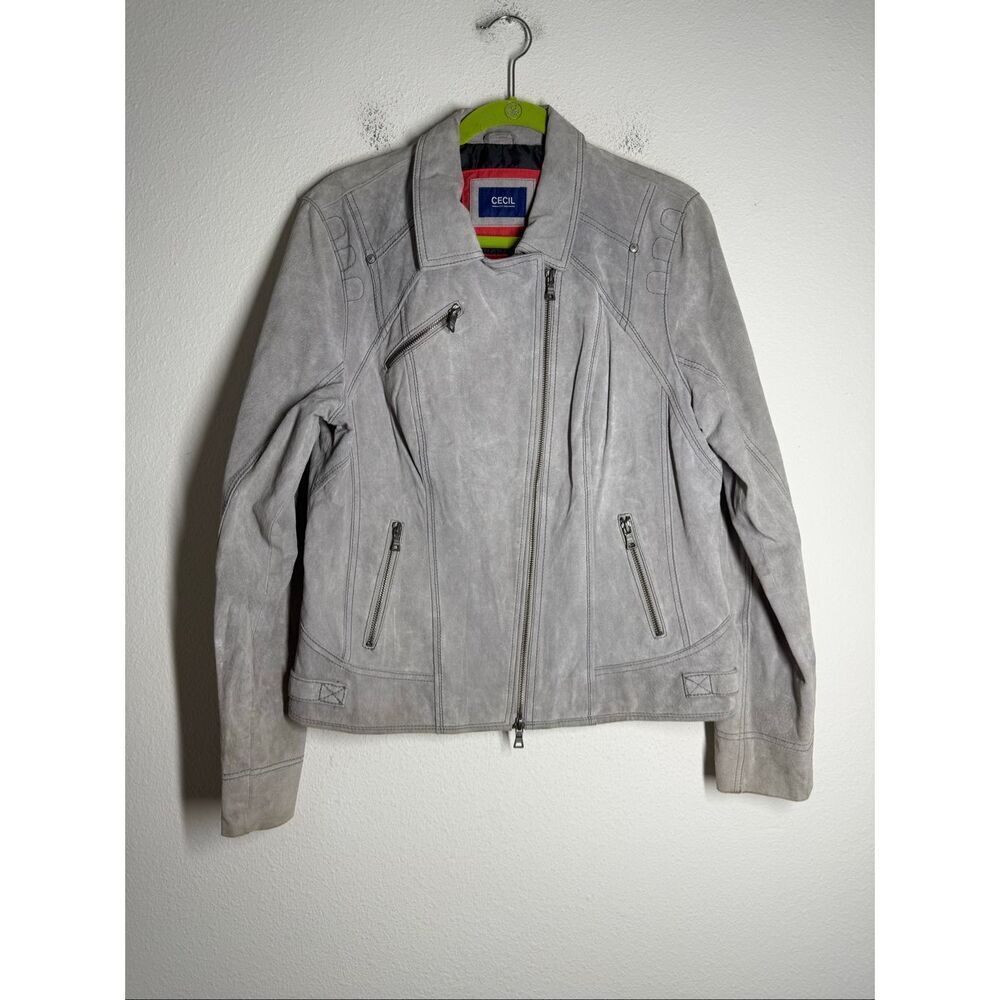 Cecil Women’s Suede Moto Jacket Gray Size M See Description